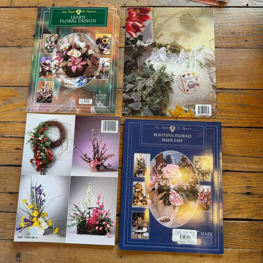 Vintage Floral Design Craft Book Lot Arrangement Wreath DIY Flowers 90s How To